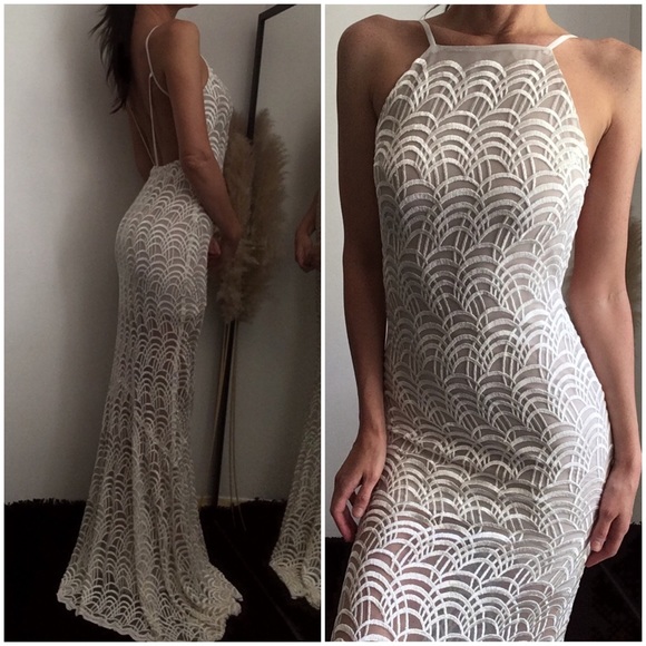 STONE COLD FOX STRAPPY LACE DRESS BRIDAL WEDDING HONEYMOON PHOTOSHOOT BACKLESS - Picture 1 of 16